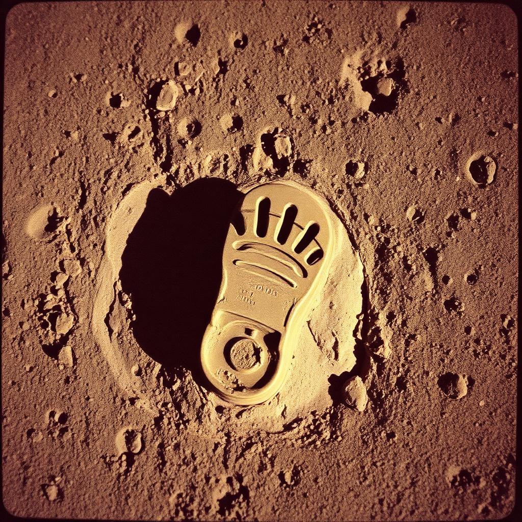 Bootprint in lunar regolith from the Apollo program